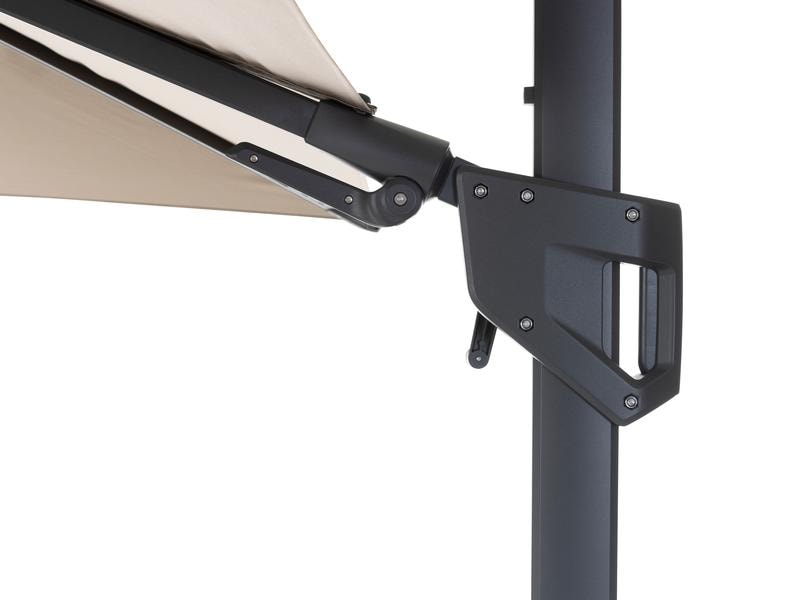 COCON Sonnenschirm mit LED, 300 x 300 cm, hängend, Taupe Eleganter Ampelschirm mit solarbetriebener LED-Beleuchtung