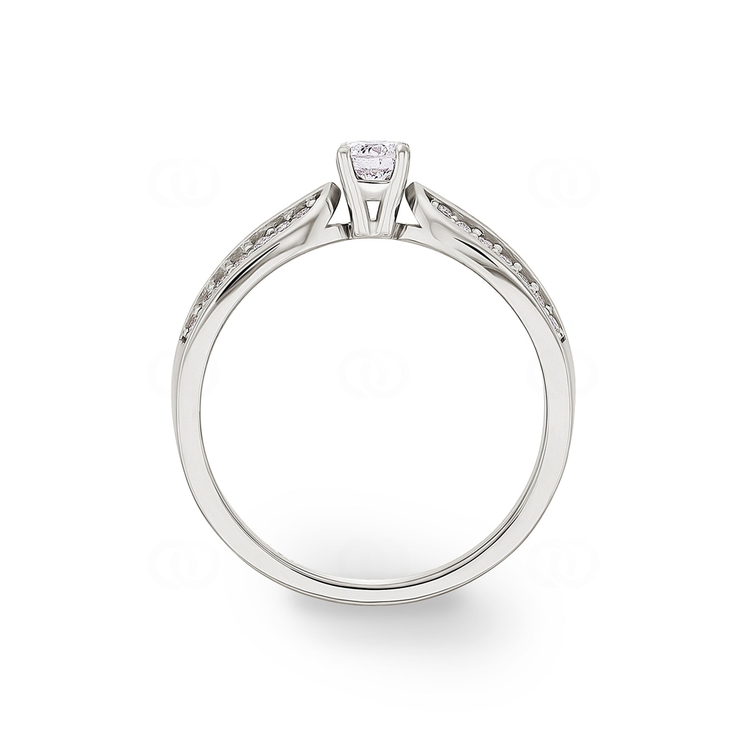 Verlobungsring 750/18 K Weissgold mit Diamanten 0.48 ct H/si
