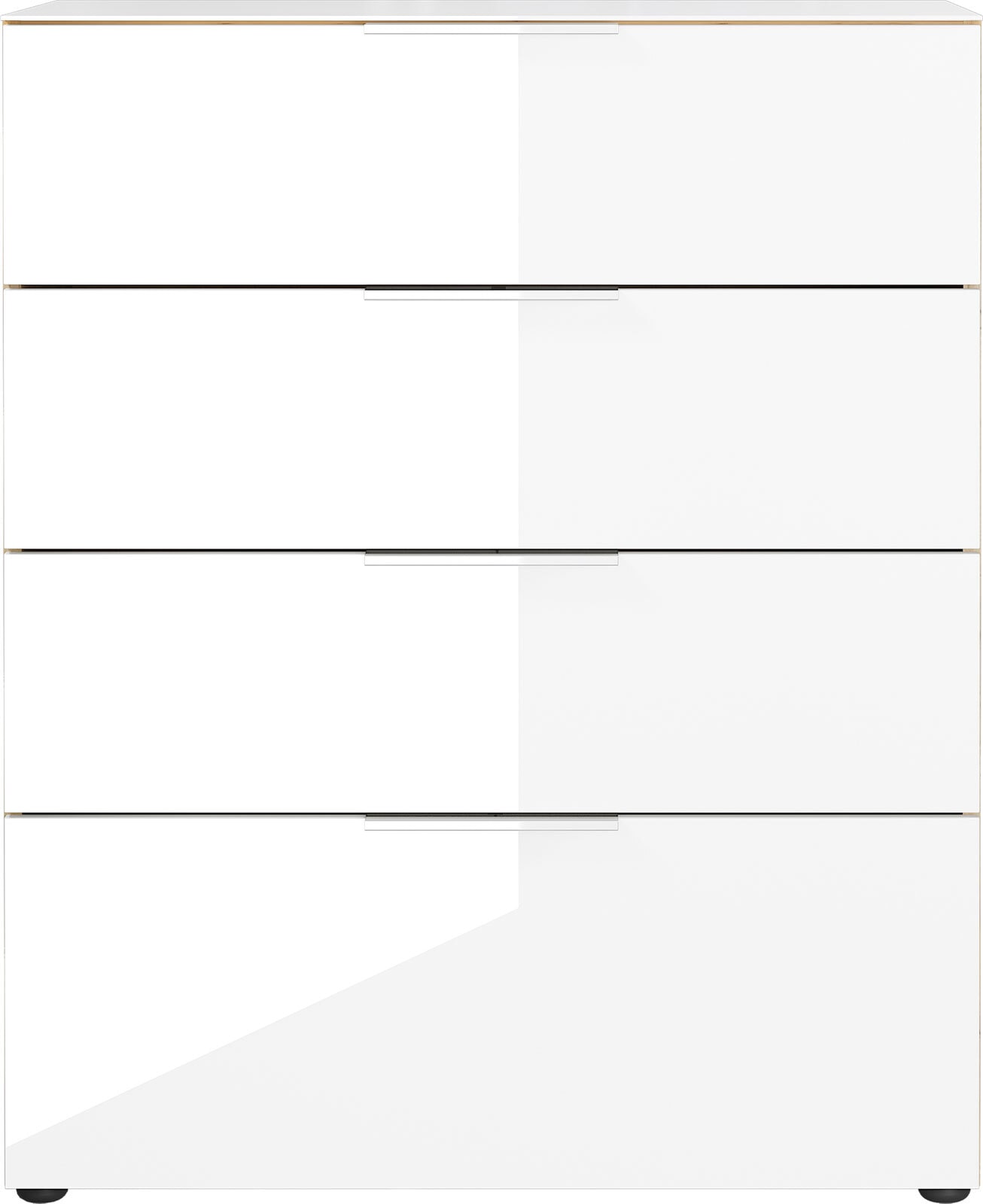CASAVANTI Kommode OAKLAND 83 x 102 cm Glas Weiß/Navarra-Eiche-Dekor