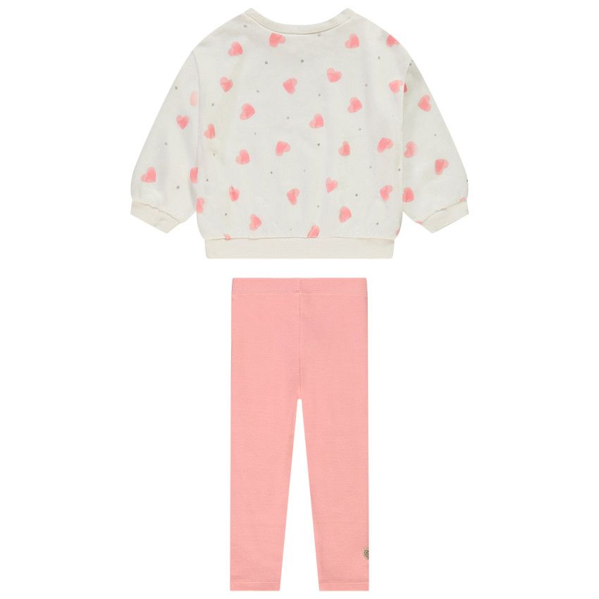 Ensemble jogging imprimé cœurs pour bébé fille - Ecru