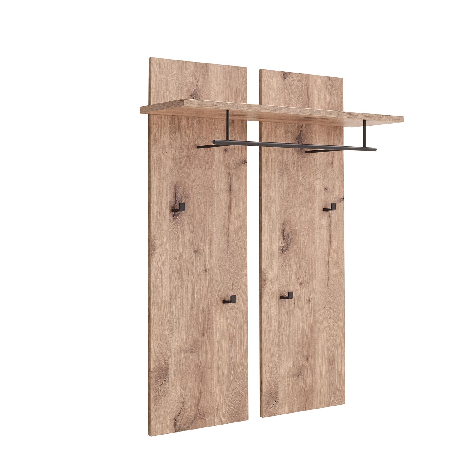 Garderobenpaneel - Viking Oak - mit Kleiderstange - 4 Haken