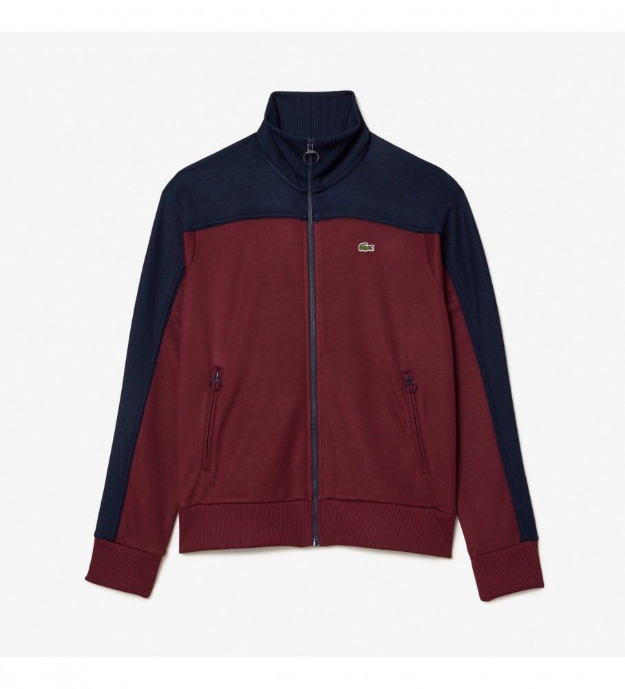 Moletom Lacoste Paris em piqué de algodão bordô, azul