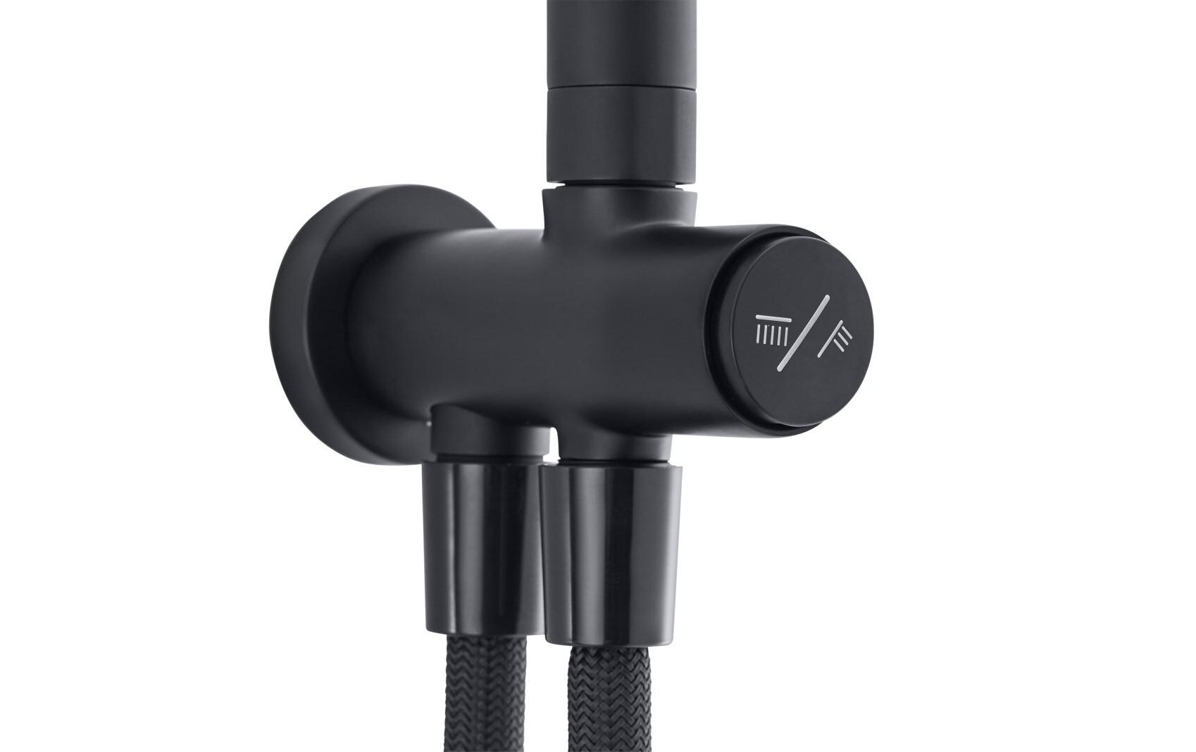Duschsystem Wakuda Push, Schwarz matt<br>Duschsystem für Duschen und Badewannen