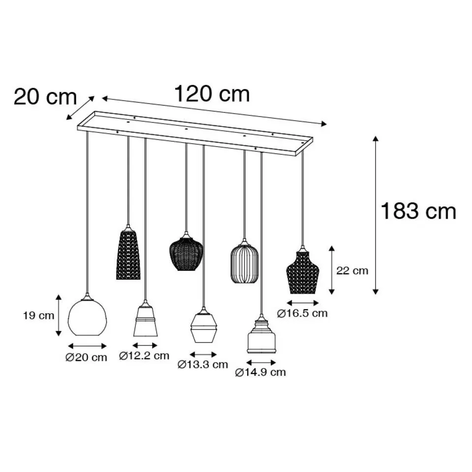 Qazqa hanglampen hanne grijs e27