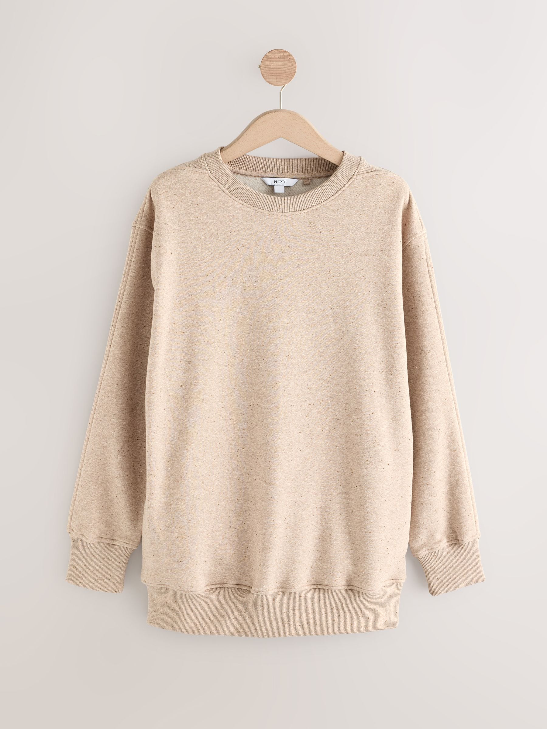 Naturel Gemêleerd - Essentials sweatshirt met relaxte pasvorm, lange snit en zakken
