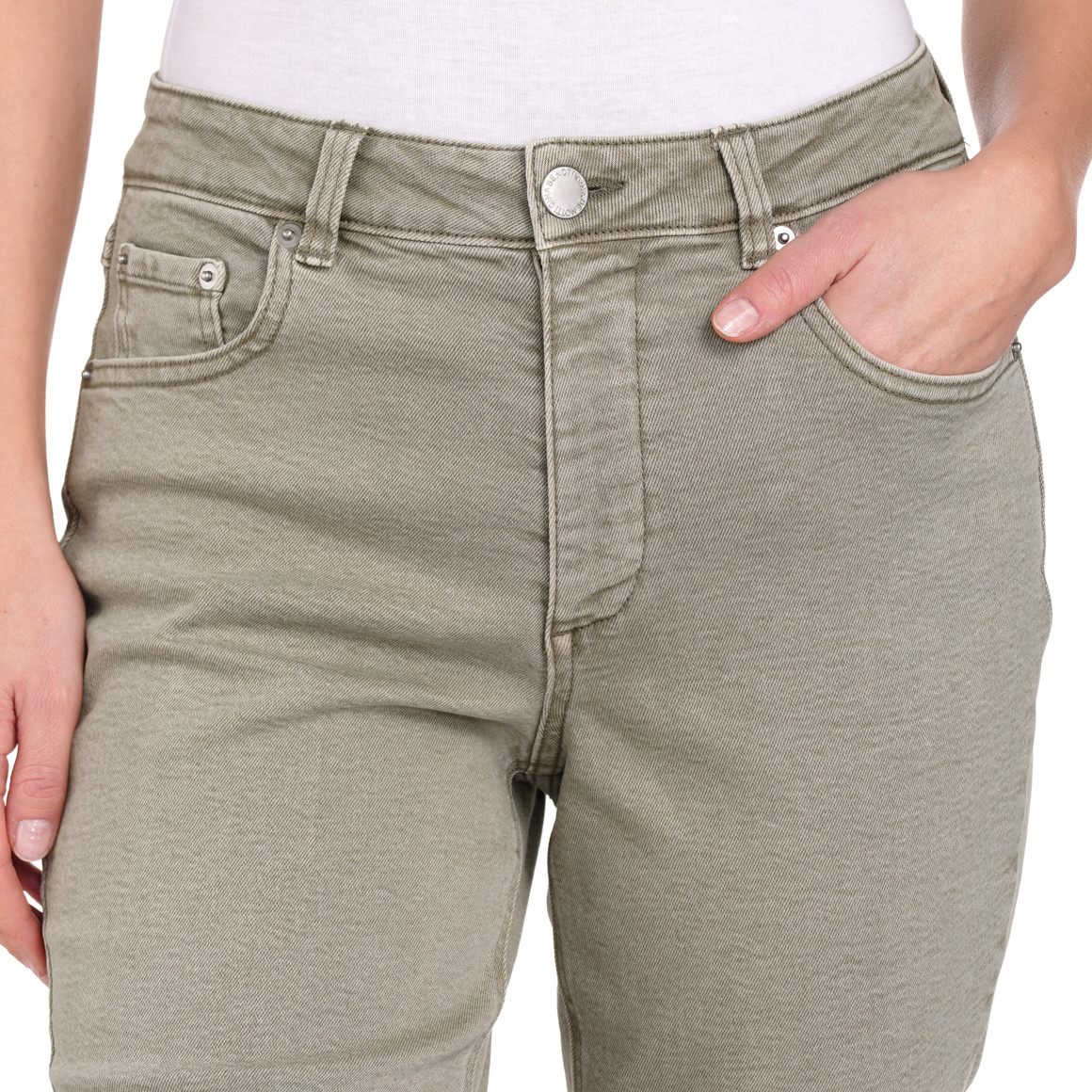 Gina Benotti Damen Straight-Jeans im Cropped-Style salbei