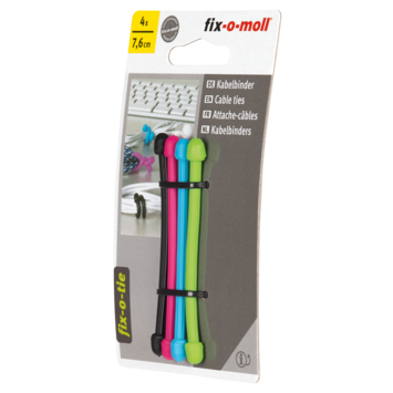 Kabelbinder fix-o-tie 4 kleuren 76mm - 4 stuks