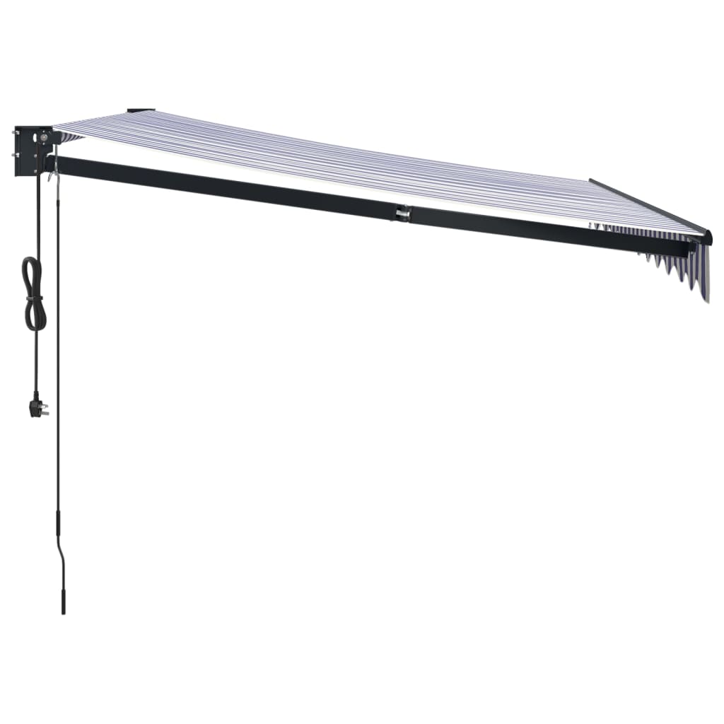 Auvent rétractable automatique bleu et blanc 3,5x2,5 m
