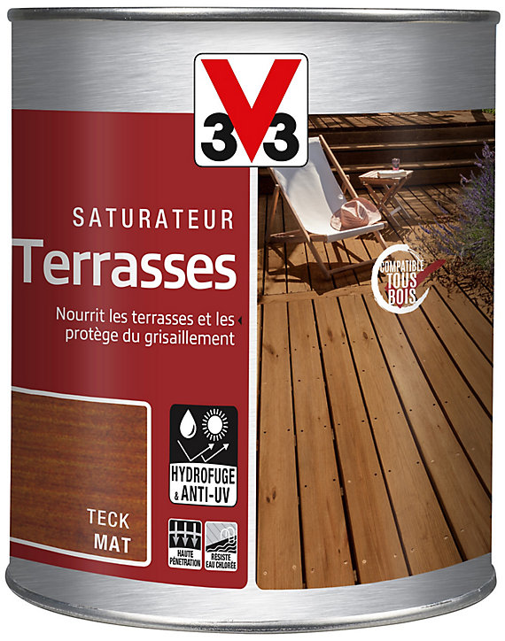 Saturateur extérieur pour terrasses V33 teck mat 1L