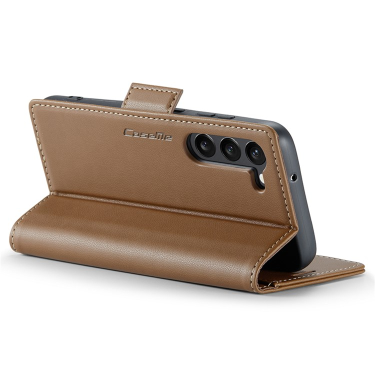 Samsung Galaxy S24  Plus Leder Tasche Flip Wallet Etui mit Kartenfächern Litchi Look (RFID Schutz) - Braun