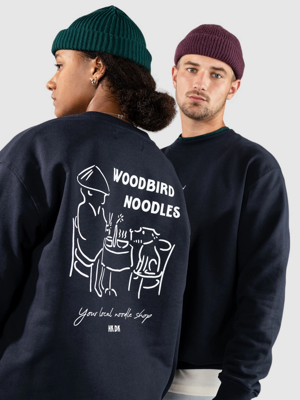 Woodbird Cane Noodle Crew Sweater navy