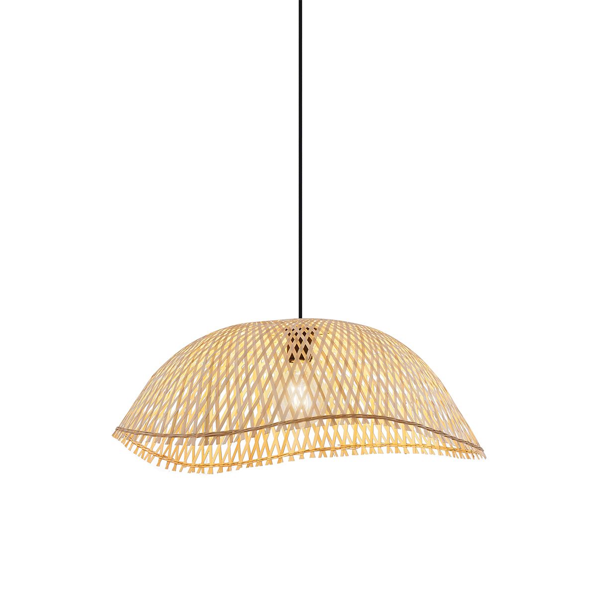 Bohemian hanglamp zwart met bamboe - Lily