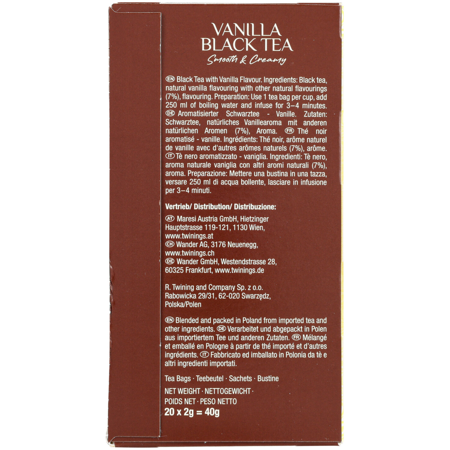 Twinings Vanilla Black 20 Portionen