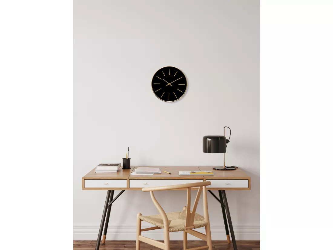 Horloge noire et dorée 30,5x30,5x4cm