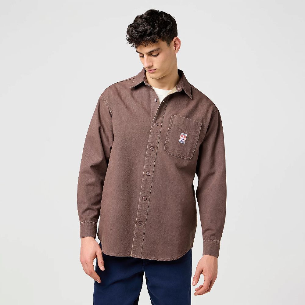 Wrangler mens Casey Jones Loose 1 Pocket Shirt Peppercorn
