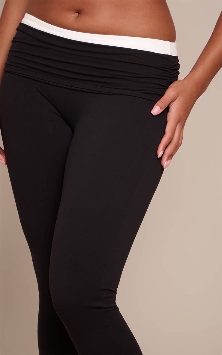 Noir Legging Sculptant Actif Shape À Taille Contrastante Rabattue