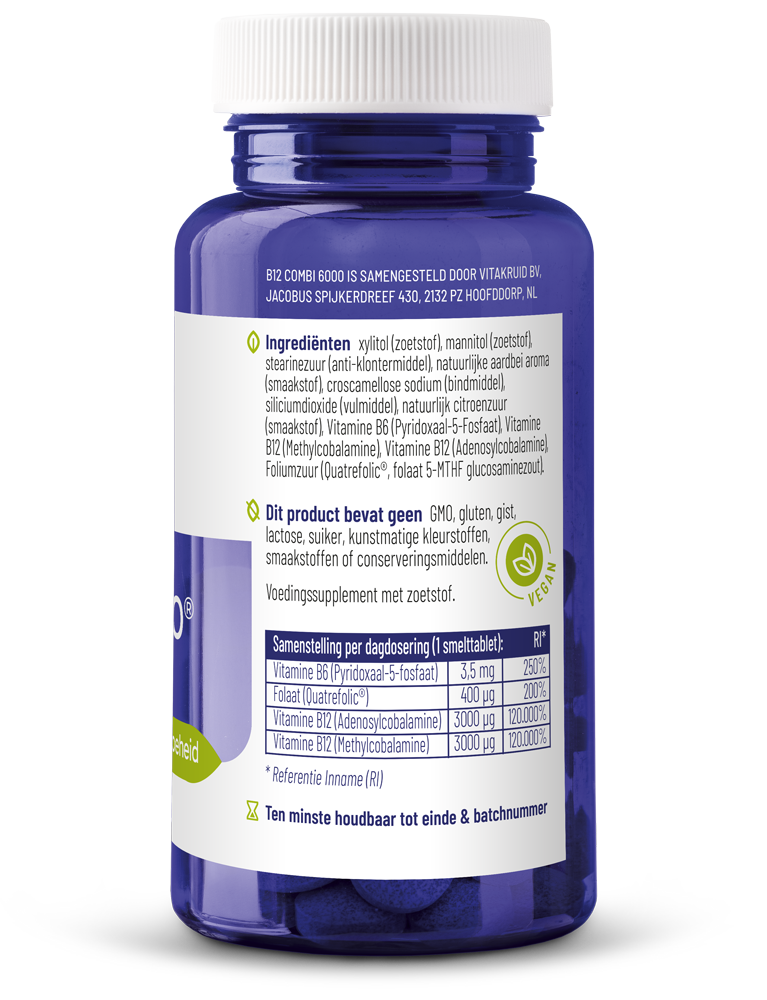 Vitakruid B12 Combi 6.000® Met Actief Folaat Vitamine (120 Smelttabletten)