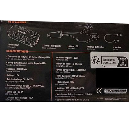 Booster Chaft AIDE AU DEMARRAGE (12000 mAh) Universel - Noir