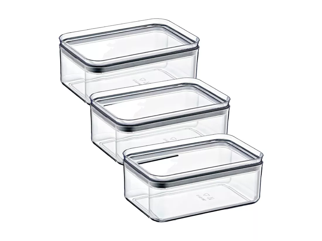 Pack 3 Contenants Alimentaires Hermétique Petit Rectangulaire 10,5x16,5x7,5cm 7house