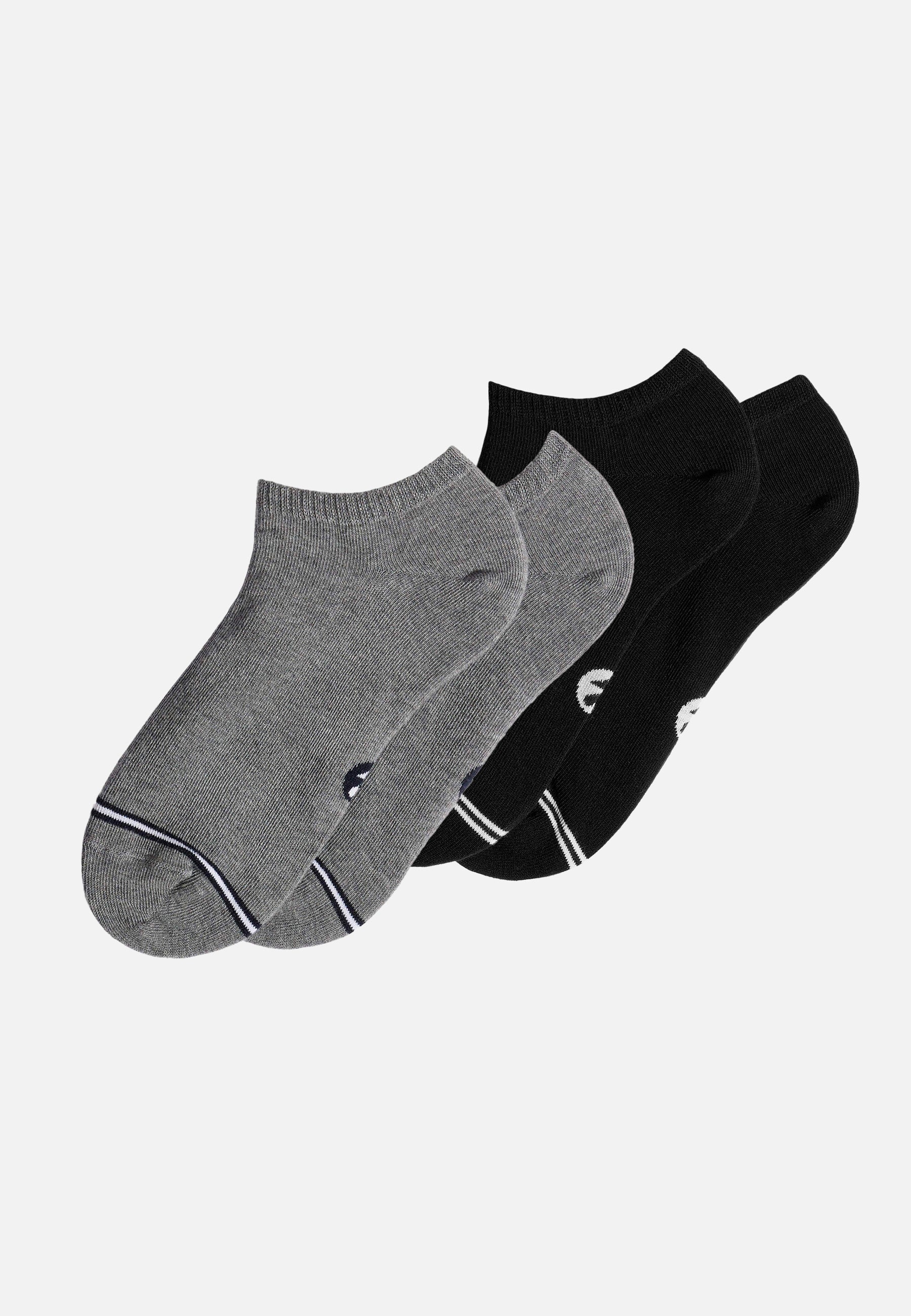 Duo de socquettes en coton-Pack Duo Socquettes Jo Noir Gris Chiné