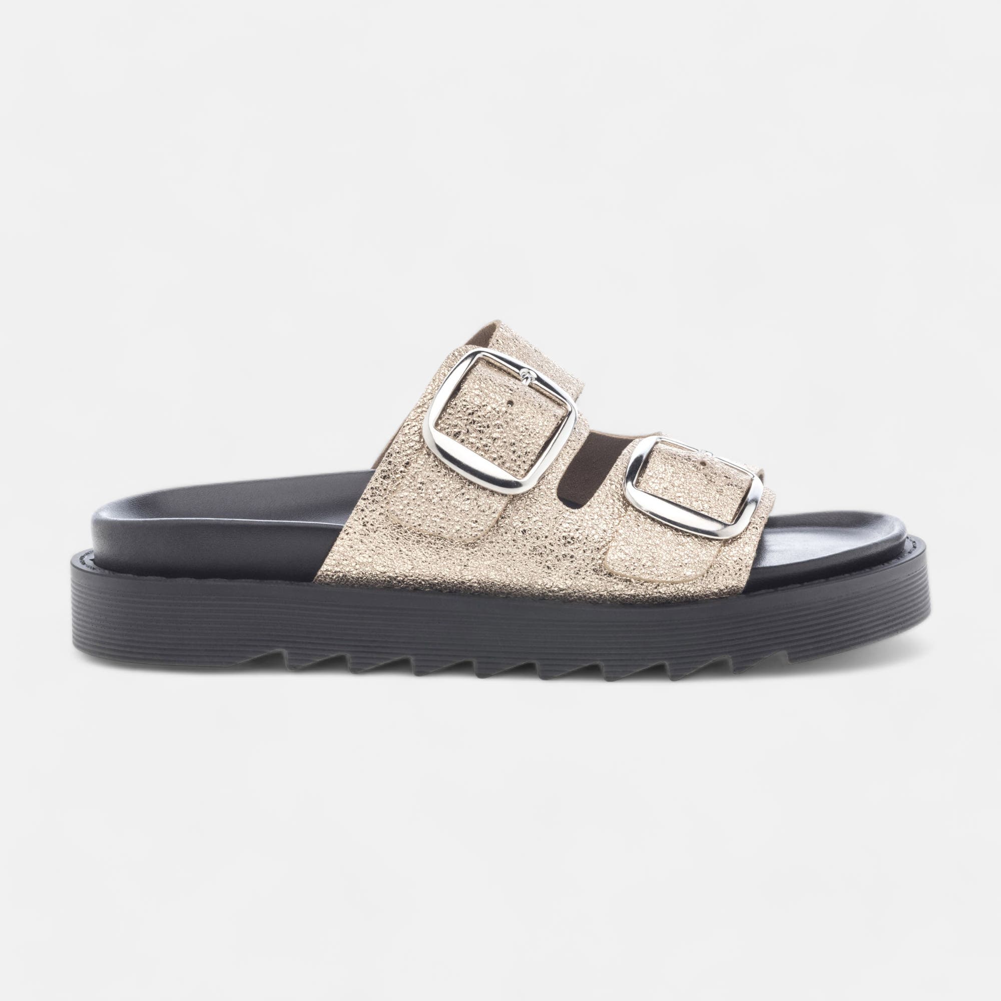 Mules Femme en cuir or