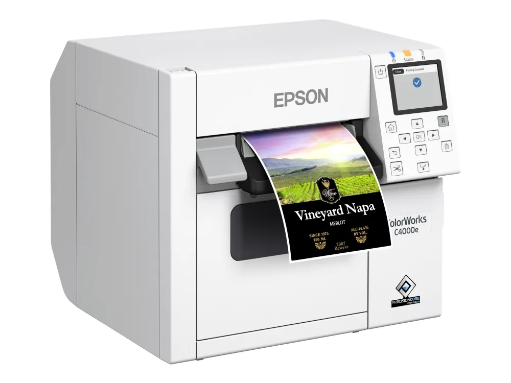 Epson ColorWorks CW-C4000E (MK) - Etiketprinter - farve - blækprinter - Rulle (10,2 cm) - 1200 x 1200 dpi - op til 100 mm/sek. (mono) / op til 100 mm/sek. (farve) - USB, USB vært - skærer