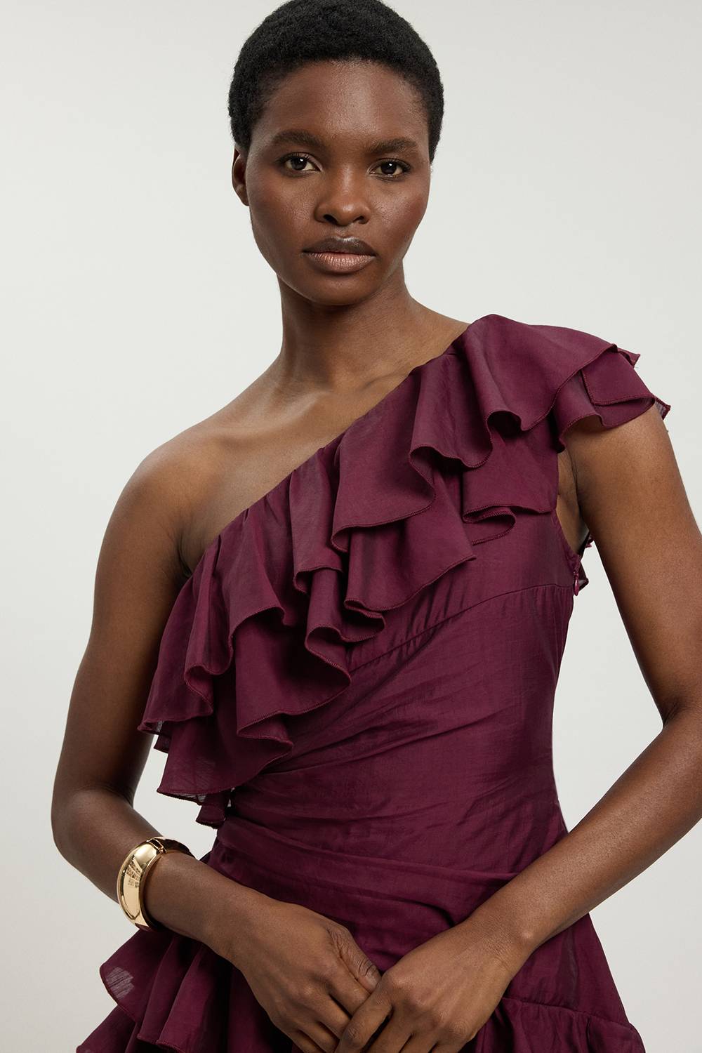 KarenMillen Robe Midi Drapée À Volants Spectaculaires