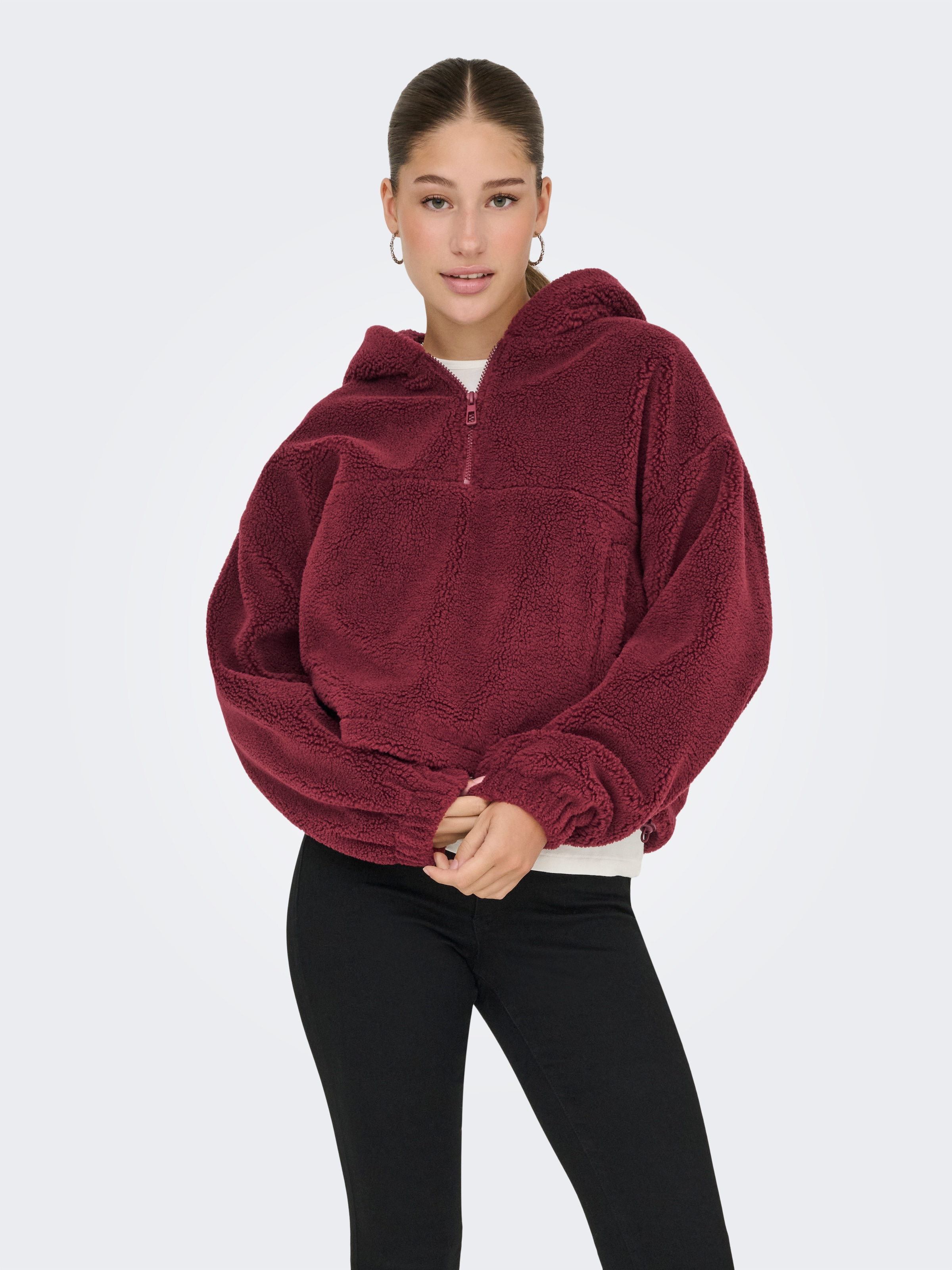 ONLY Fleecejacke »ONLSIENA TEDDY ANORAK LIFE CC OTW« mit Kapuze