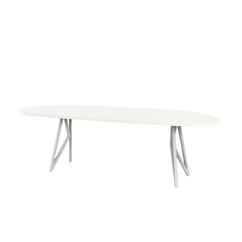 Studio HENK tafel Butterfly Blob - wit frame, HPL Fenix bianco kos 280 x 100 | HPL Fenix Bianco Kos | Rechte Rand | Frame Wit