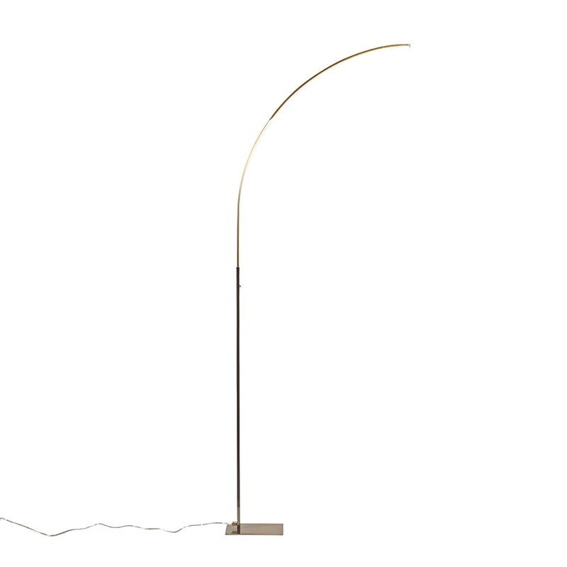 QAZQA - Moderne vloerlamp | Staande lamp | Vloerlamp | Lamp | Lamp van staal | Zilver | Mat nikkel inclusief LED en 3-traps dimmer - Stijlvolle dimmer | Dimbaar | Woonkamer | Slaapkamer - Aluminium