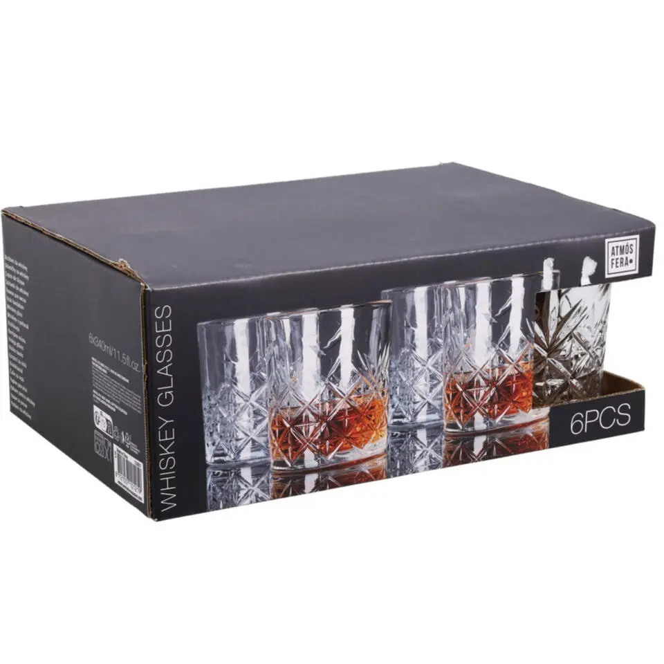 Excellent Houseware Whiskey glas Palm Springs - 6x - 340 ml