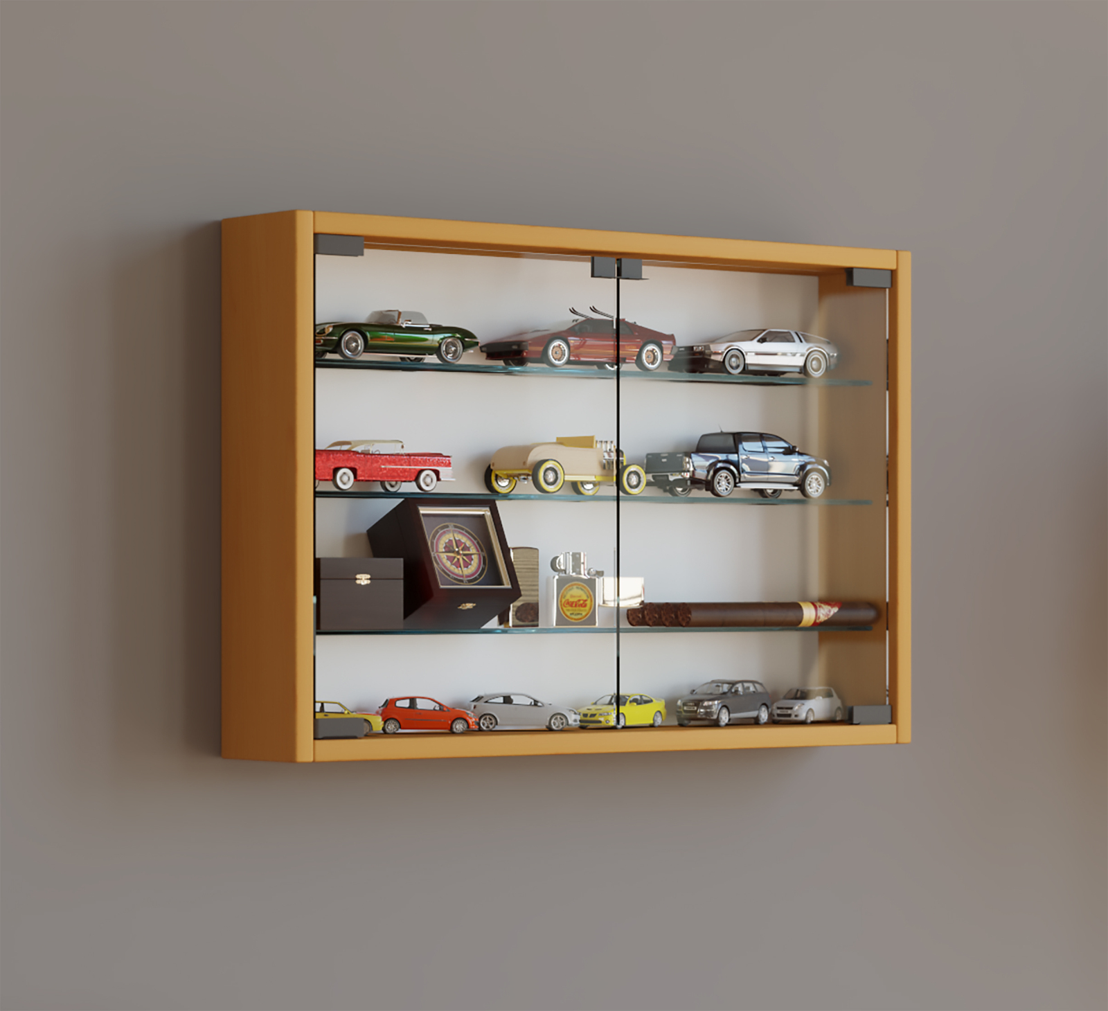 Hängevitrine MANDOSA M - Buche - mit 3 Glasböden