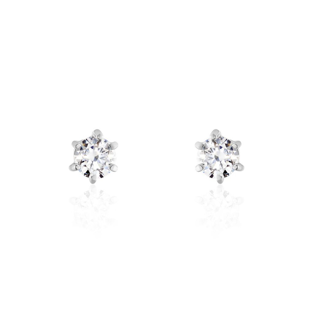 Boucles D'oreilles Puces Petrine Argent Blanc Oxyde De Zirconium