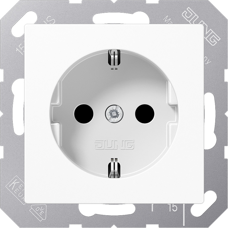 Jung AS500 wandcontactdoos RA inbouw Glanzend wit
