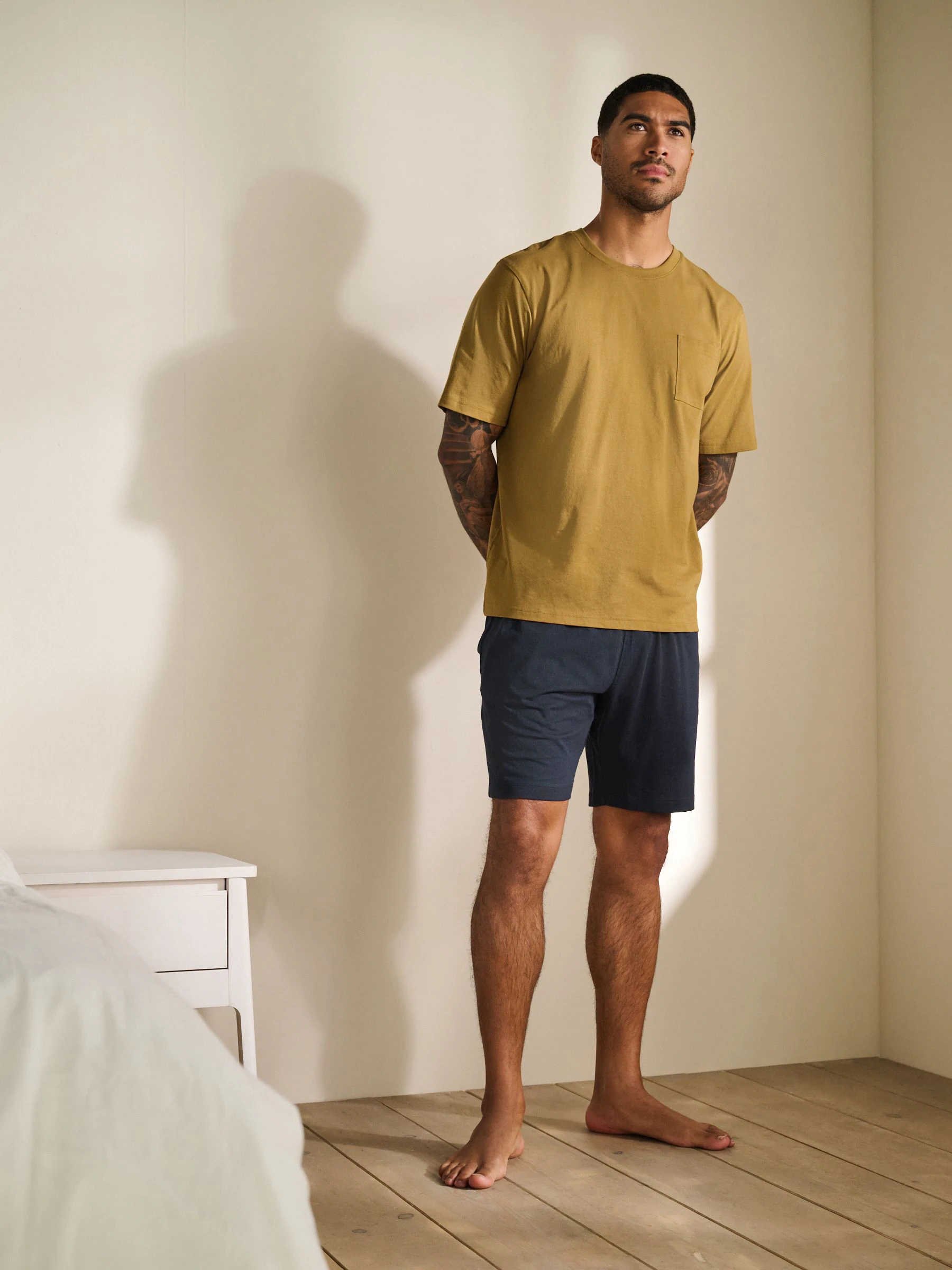 Naturel/Khaki Groen - Korte jersey pyjama's verpakking van 2