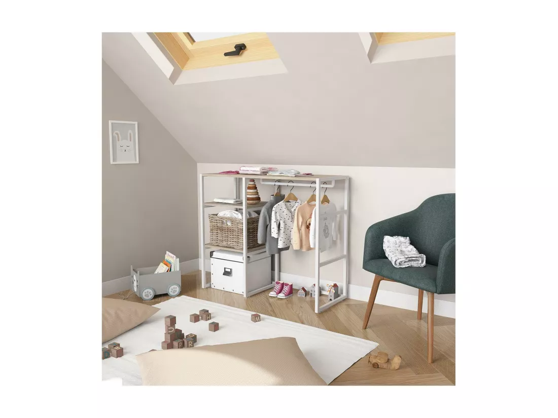 Portant vêtements sous combles penderie et étagères L100 x H85 cm