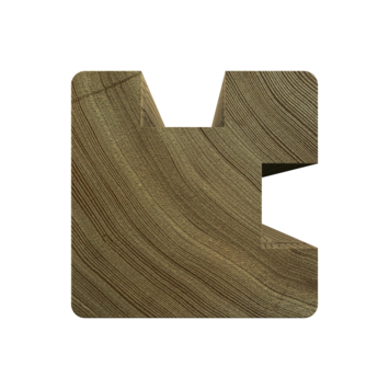 Sleufpaal hoek grenen 8,8 x 8,8 cm, lengte ca. 270 cm