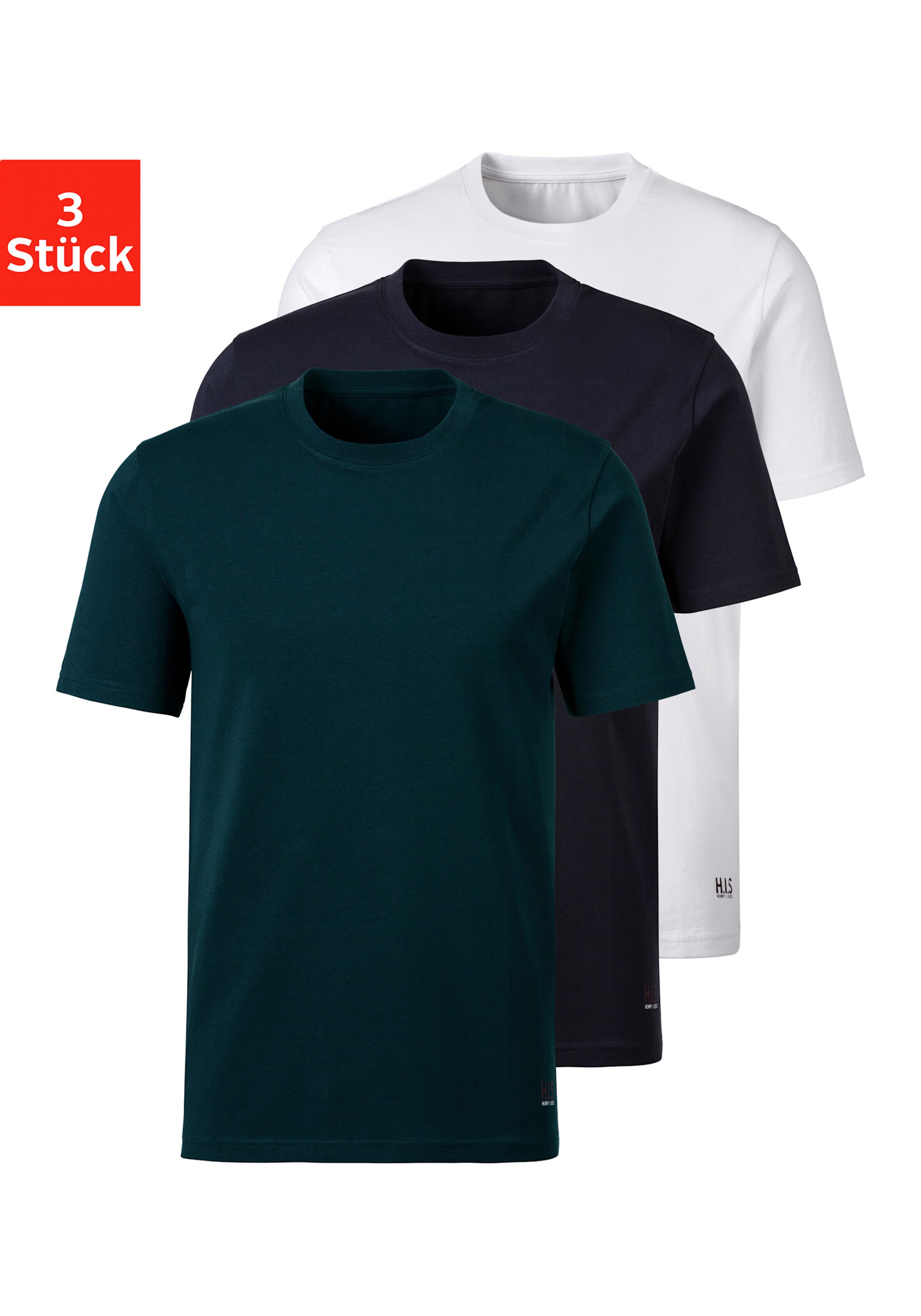 H.I.S Kurzarmshirt in petrol, navy, weiß
