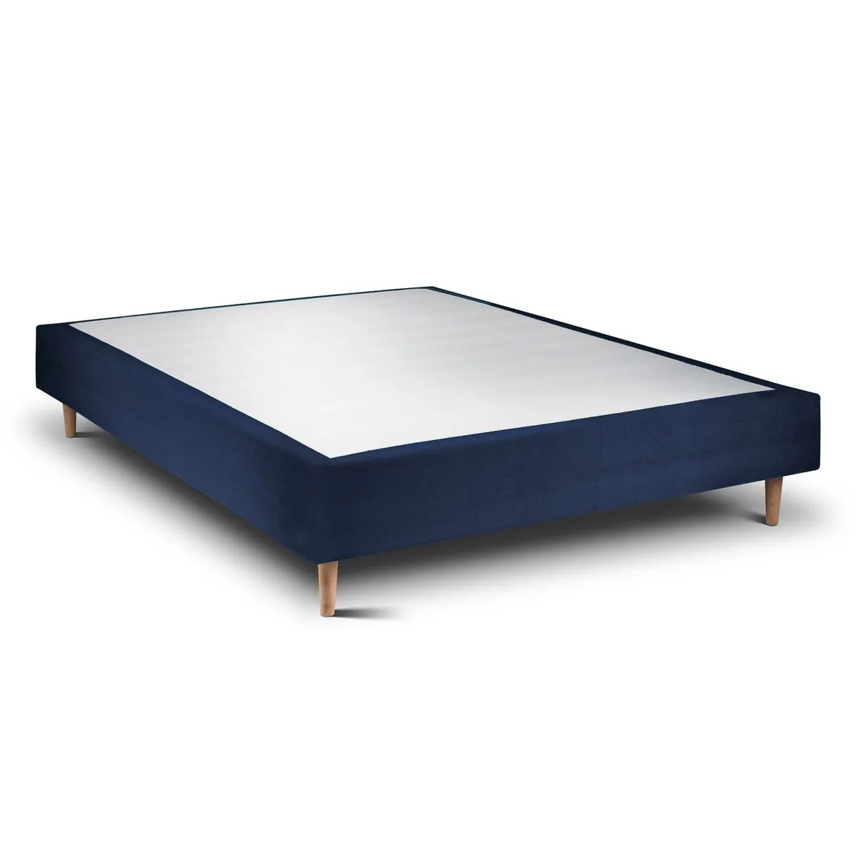 Sommeil de plomb Lit 135x190cm - Tête de lit lignes velours - Sommier tapissier bleu