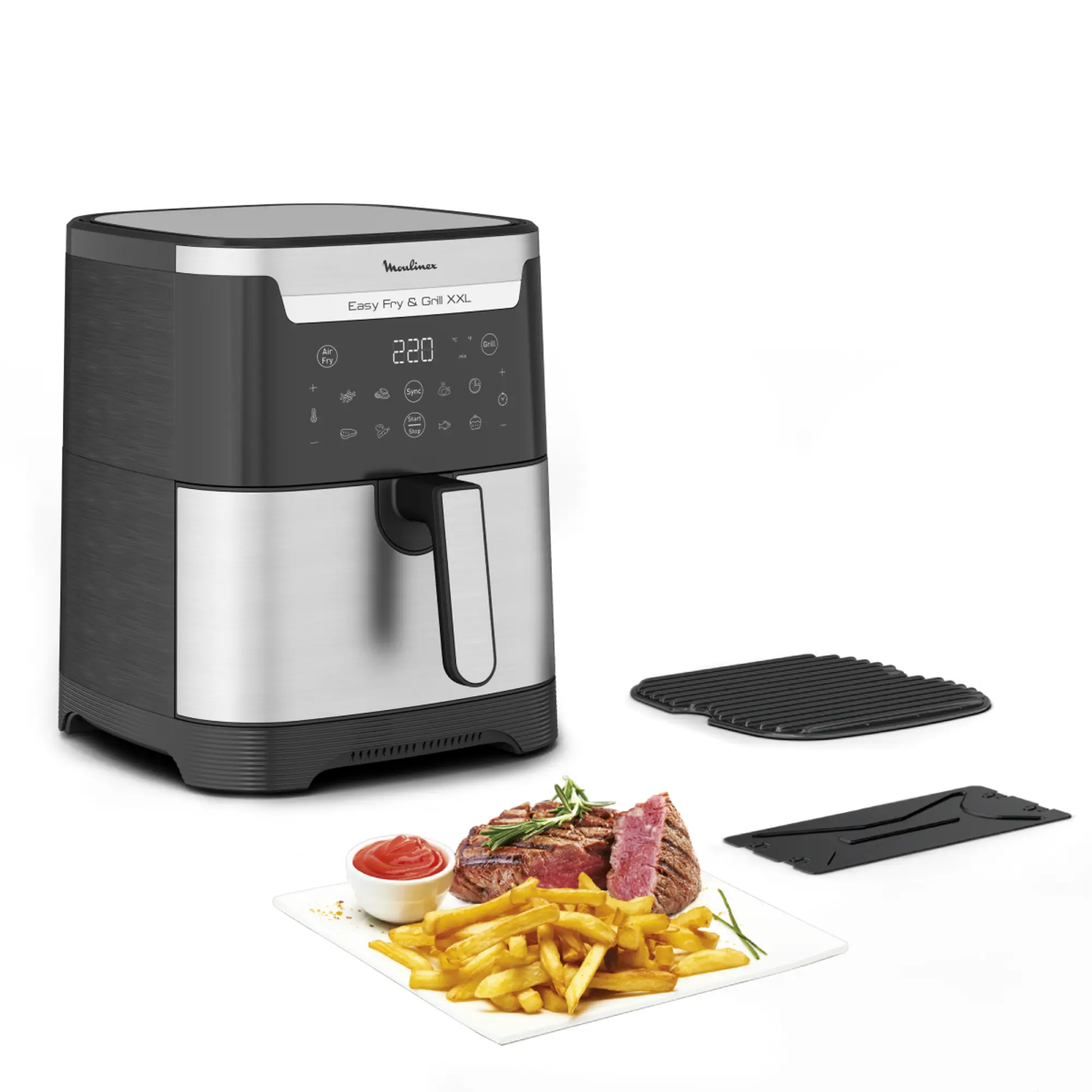 Friteuse à air Easy Fry & Grill XXL 6,5 L, air fryer, grill, 8 prog., 2 zones cuisson
