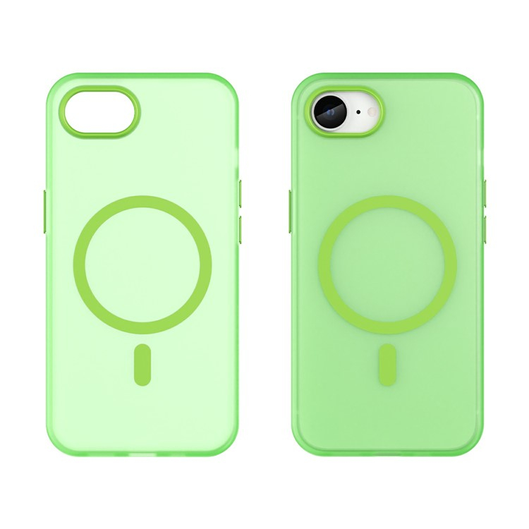 iPhone 16e MagSafe Hybrid Hülle TPU Bumper Slim Design Matt - Grün / Transparent
