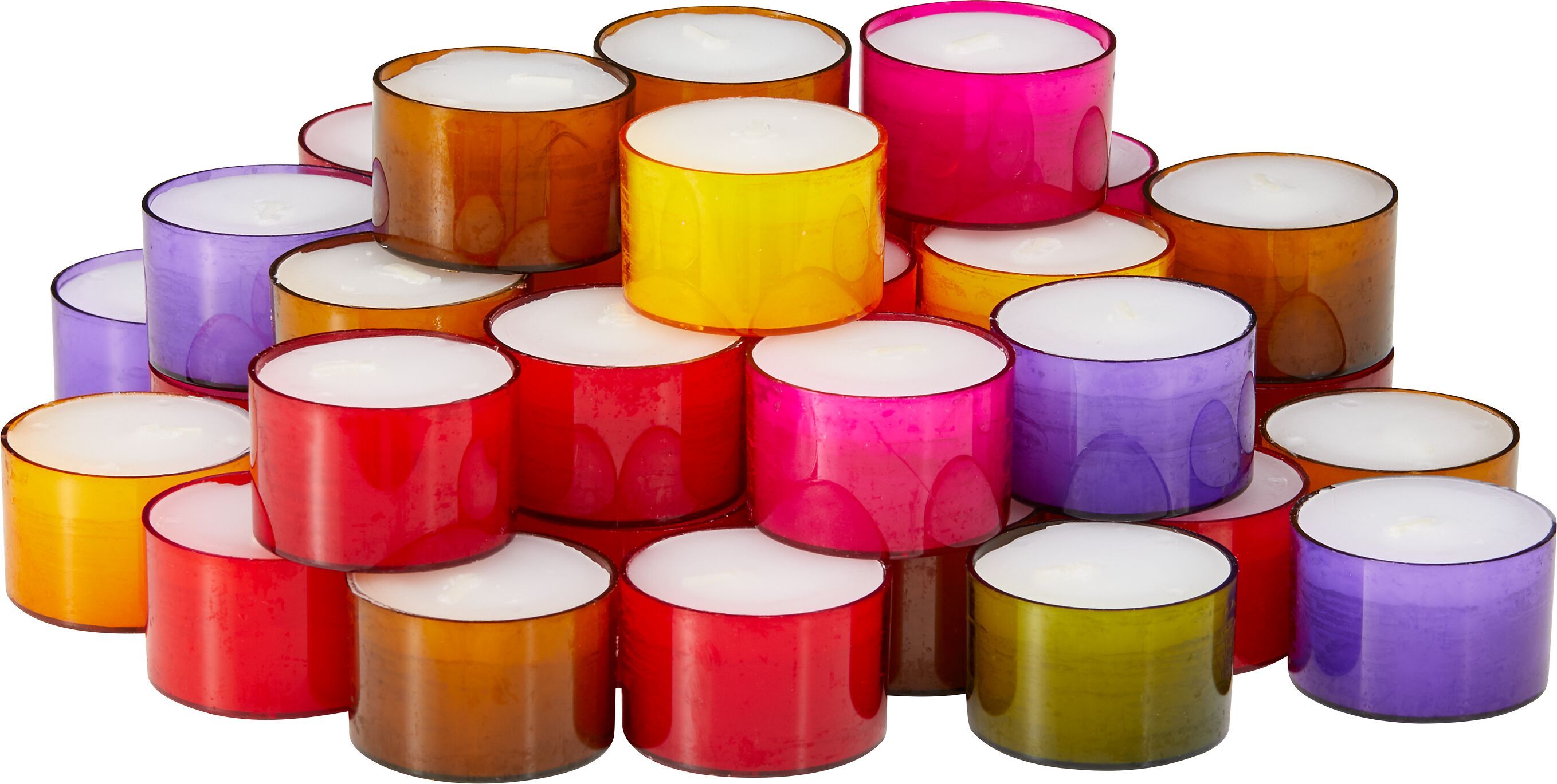COLOR Teelicht 40 Stück 8h / 9 Farben - Multicolor / B: 20.0 cm x T: 16.0 cm x H: 5.5 cm
