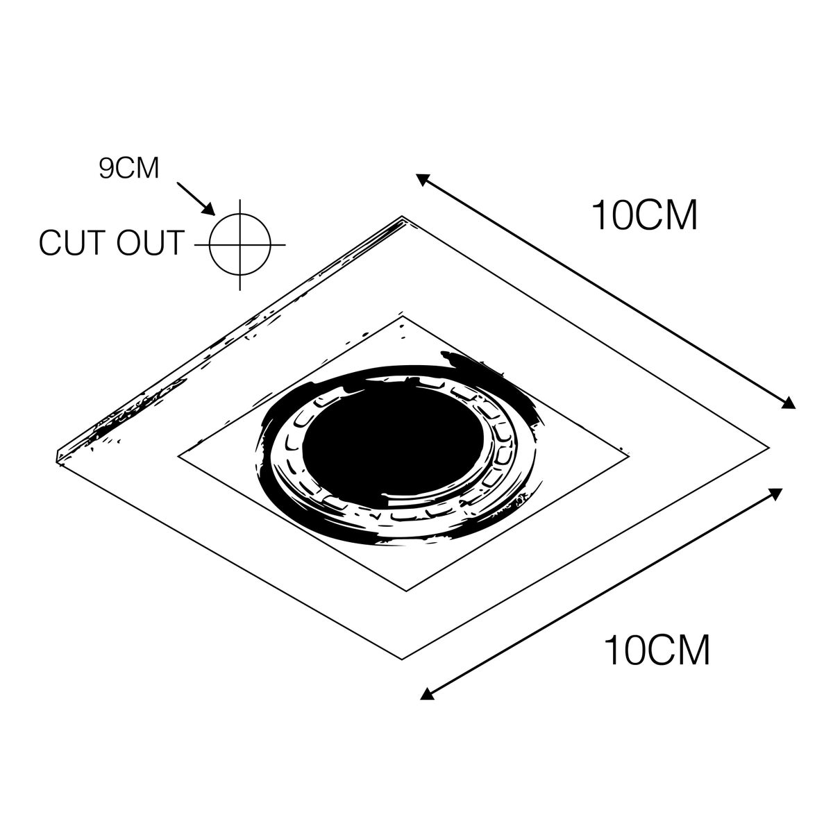 Inbouwspot aluminium - dwars