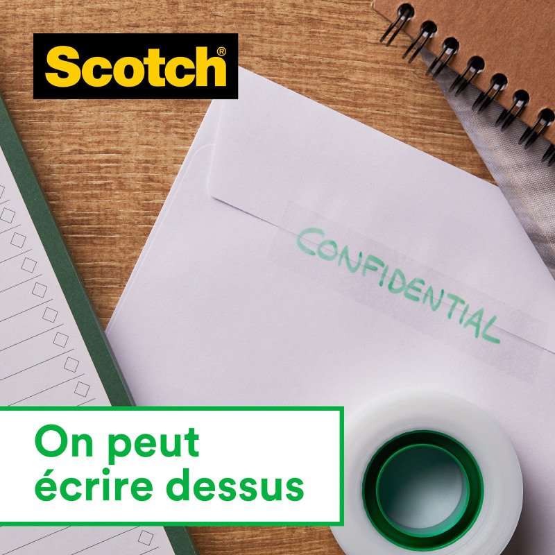 Pack de 2 rubans adhésif Scotch Magic invisible - Longueur 15 m + 1 offert