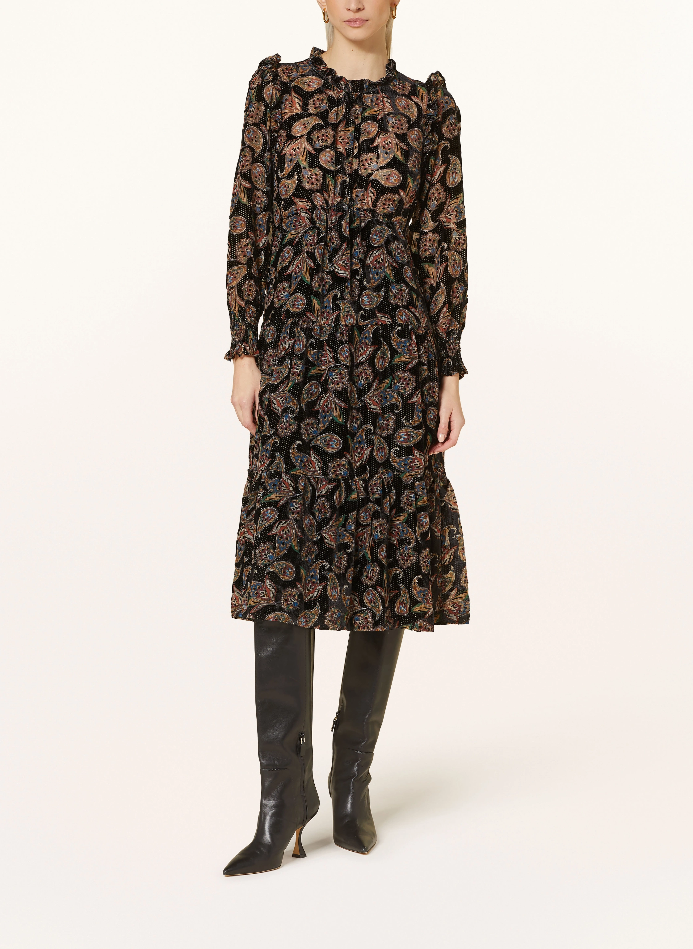 ba&sh Samtkleid ROANE mit Rüschen