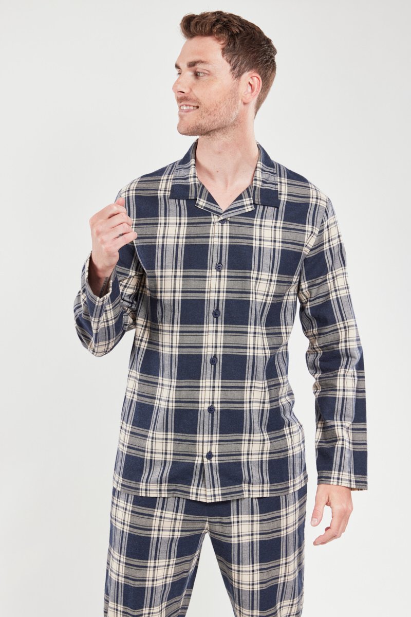 Pyjama droit à carreaux - coton