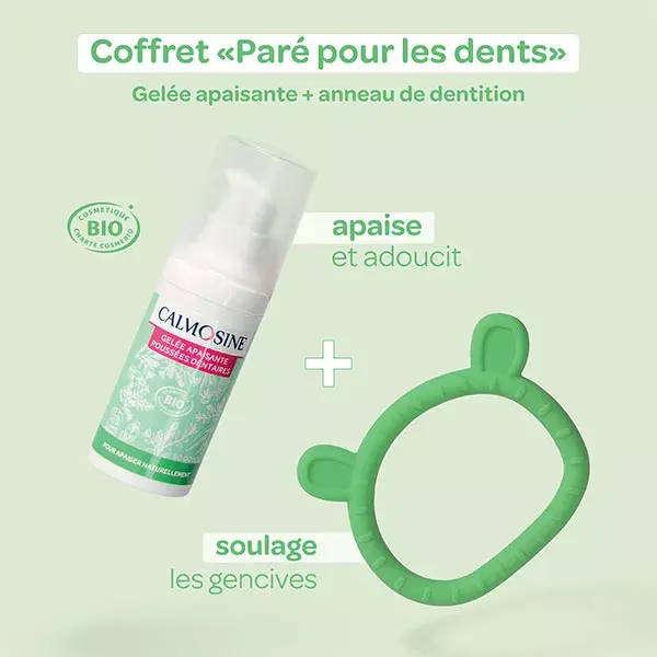 Kit Calmosine para dentição: gel calmante e anel de dentição