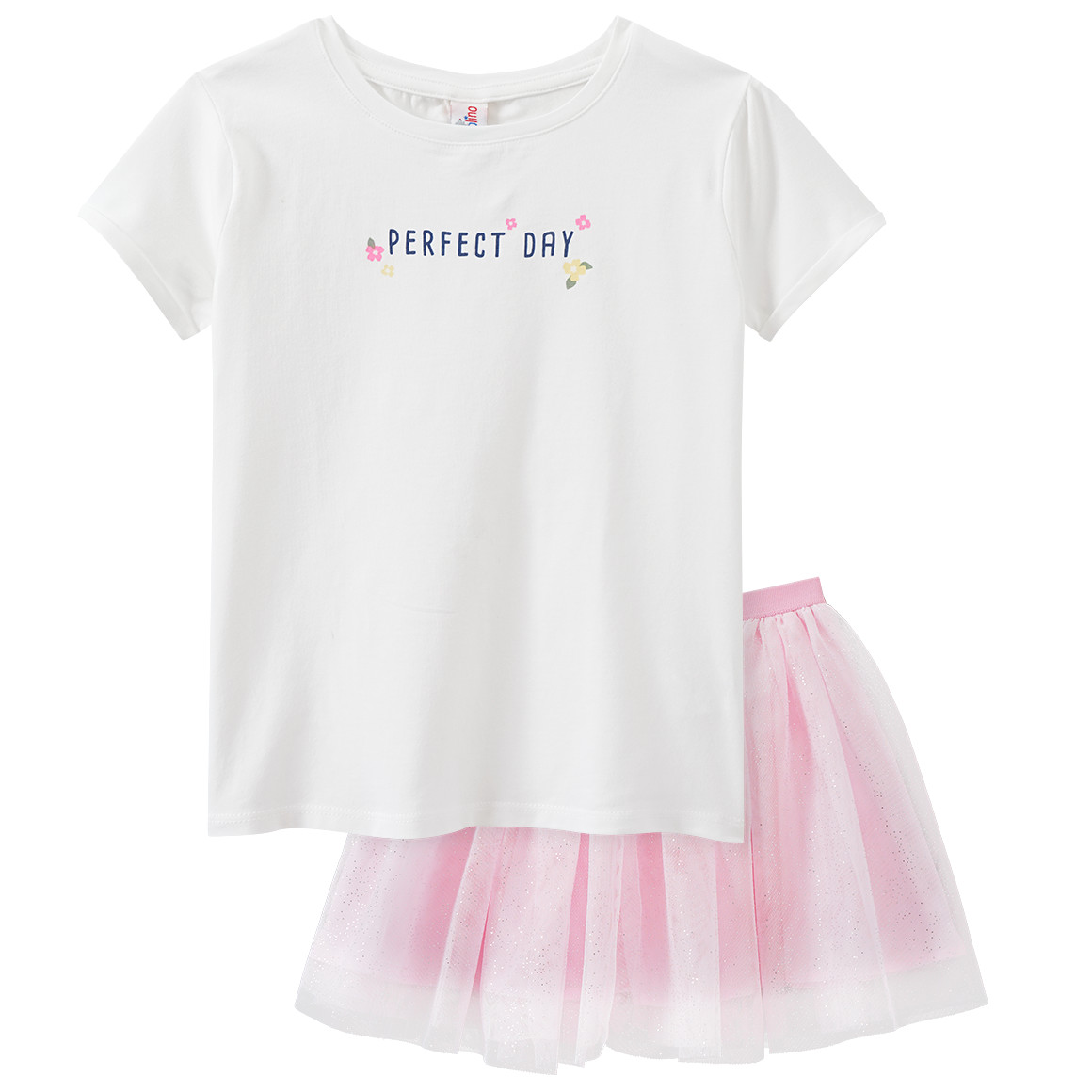 Topolino Mädchen T-Shirt und Tüllrock im Set rosa / weiss