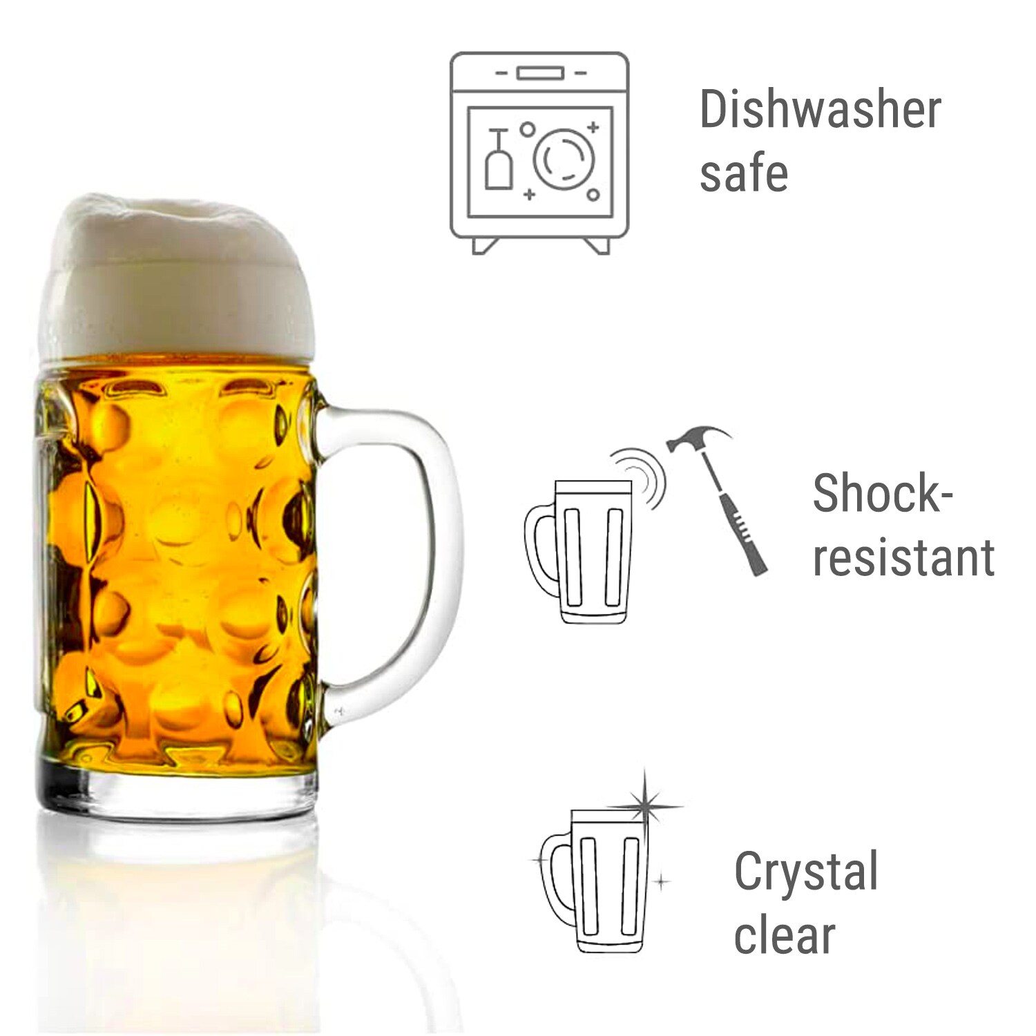Bierglas, Bierkrug, Maßkrug, Bierseidel 6er Set Biergläser, ISAR - 0,3 Liter