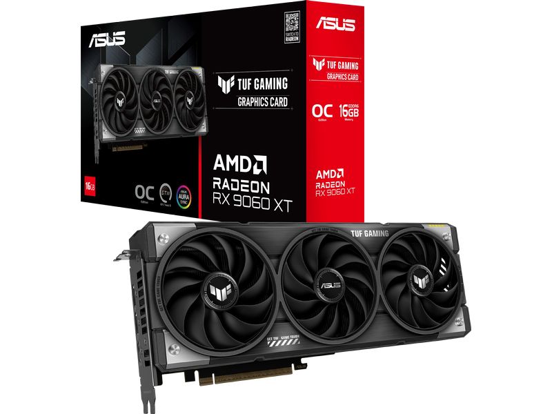 ASUS Grafikkarte AMD Radeon RX9060 XT TUF Gaming 16GB Grafikkarte mit 16 GB GDDR6 Speicher